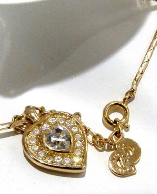 VINTAGE CHRISTIAN DIOR NECKLACE CHR.  DIOR GERMANY HEART PENDANT CHAIN NECKLACE 7