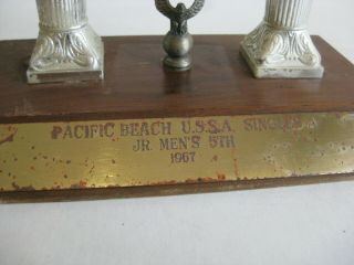 Vtg 1967 PACIFIC BEACH SURFING USSA COMPETITION TROPHY SURF AWARD SAN DIEGO 4