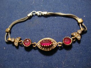Rare Ruby Gold And Sterling Silver Big Chunky Old Pawn Bracelet