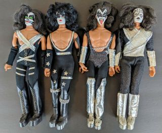 Rare Kiss Set Of 4 Mego 1977 Dolls Gene Paul Peter Ace