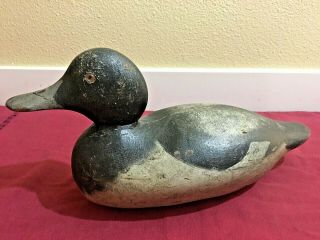 Vintage Antique Wooden Duck Decoy - Unknown Maker - Glass Eyes - Folk Art -