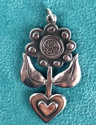 Rare Retired James Avery Sterling Silver Melissa Flower Heart Pendant 11