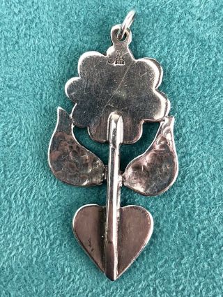 Rare Retired James Avery Sterling Silver Melissa Flower Heart Pendant 7