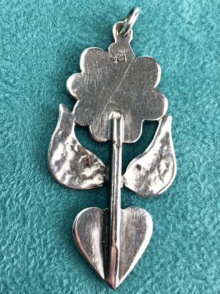 Rare Retired James Avery Sterling Silver Melissa Flower Heart Pendant 8