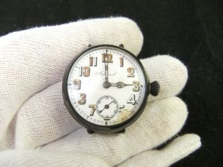 Vintage Admiral Trench Watch National Movement A.  W.  C.  Co.  Sterling Silver Case