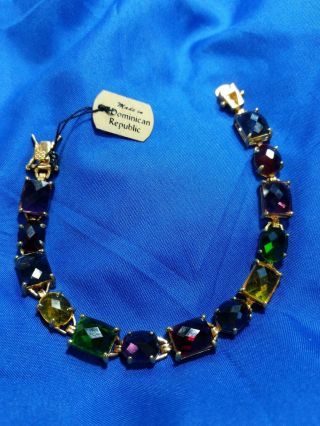 Vintage Statement Joan Rivers Multi Colored Stone Gold Tone 7 1/2 " Bracelet