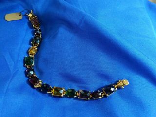 Vintage statement Joan Rivers multi colored Stone gold tone 7 1/2 