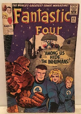 Fantastic Four 45 Marvel Comic 1965 Vintage Silver Age 1st Appearance Inhumans