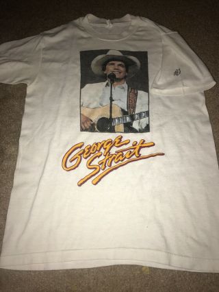 Vintage George Strait Shirt 80s 1988 Live In Concert Ticket Admit One Sz Medium