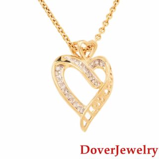 Estate Diamond 10K Yellow Heart ' I Love You ' Charm Pendant NR 2