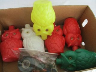 12 Vintage Retro NOMA Owl Party Lites String Camping Rv Patio Blow Mold Lights 2