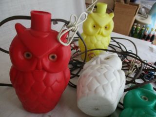 12 Vintage Retro NOMA Owl Party Lites String Camping Rv Patio Blow Mold Lights 4