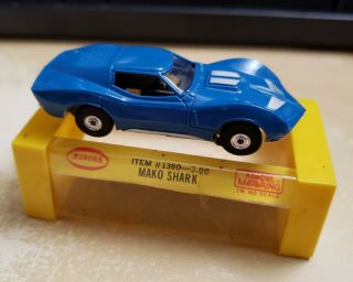 Vintage Aurora Thunderjet 1380 Mako Shark Blue Corvette Ho Slot Car,  Box Nores