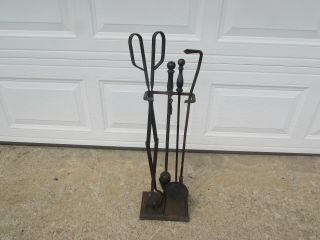 Vintage 5 Pc.  Cast Iron Fireplace Tool Set 2571