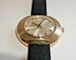 Vintage Timex Mechanical Wrist Watch 1973 Rare Retro 1970 ' s Gold Plated C514 7
