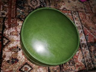 VINTAGE 1970 ' s GREEN HASSOCK FOOT Round STOOL OTTOMAN 15 