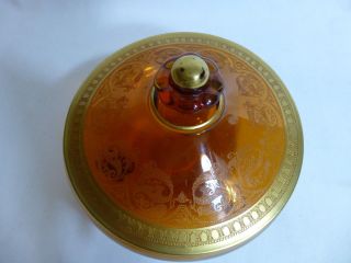 Cambridge Glass Co Pattern Vintage Lidded Candy Dish Bowl Amber with Lid 2