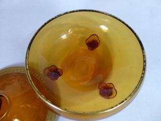 Cambridge Glass Co Pattern Vintage Lidded Candy Dish Bowl Amber with Lid 4