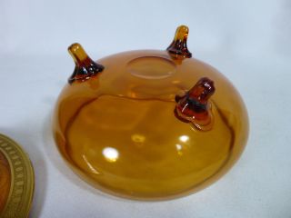 Cambridge Glass Co Pattern Vintage Lidded Candy Dish Bowl Amber with Lid 5
