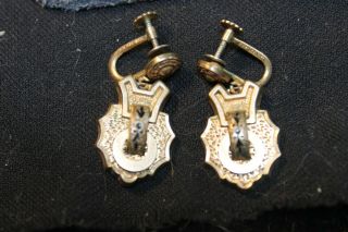 Antique Victorian 1/20 12kt Gold Filled Gf Black Enamel Screw Back Earrings