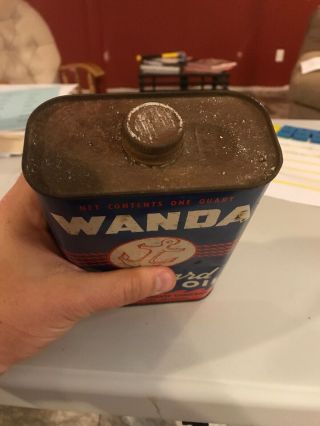Vintage Wanda Outboard Motor Oil Can Great Graphics Rare Flat Quart 5