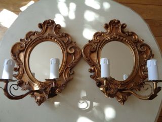 Lovely Vintage French Mirrored Wall Lights