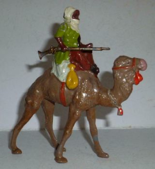 Britains Vintage Lead Rare Arab In Green With Rifle On A Camel - 1930 