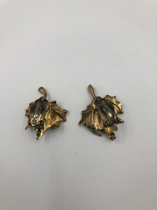 STEPHEN DWECK Sterling Silver Leaf Goldtone Clip - on Earrings Estate Find 334 3