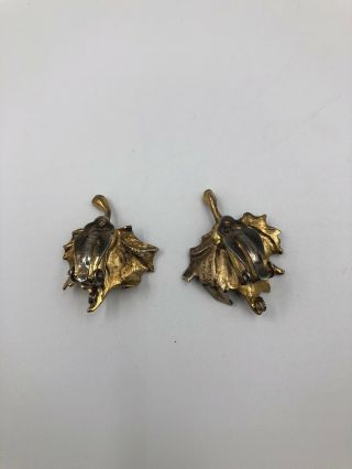 STEPHEN DWECK Sterling Silver Leaf Goldtone Clip - on Earrings Estate Find 334 4