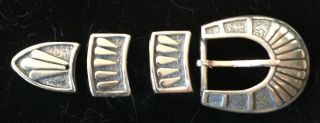 Sterling Silver Hat Band Buckle 4 Piece Set