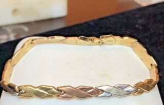 Vintage Estate 10k Gold Bracelet Designer Signed Rl Turkey Tri Color
