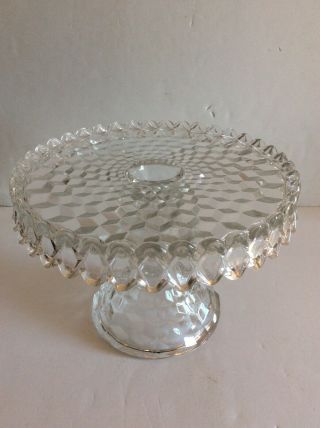 Vintage Fostoria American.  Glass Round Rum Well Cake Plate Stand Pedestal