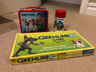 Gremlins Gizmo Lunchbox With Thermos By Aladdin 1984 Golden Board Game Vtg