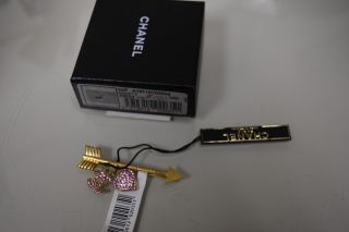 Authentic Chanel Rose Pink Crystals Cc Charms Gold Hair Barrette Glam Rare