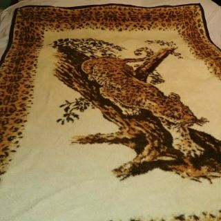 Vintage IBENA Relax Dolan Blanket Reversible Panther 72 X 53 Made in W.  Germany 5