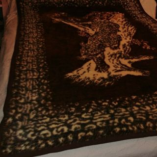 Vintage IBENA Relax Dolan Blanket Reversible Panther 72 X 53 Made in W.  Germany 6