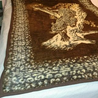 Vintage IBENA Relax Dolan Blanket Reversible Panther 72 X 53 Made in W.  Germany 7