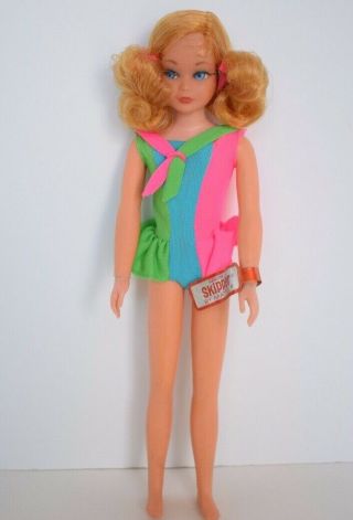 Vintage 1970 Living Skipper Doll 1147 Suit Ribbons Foil Tag