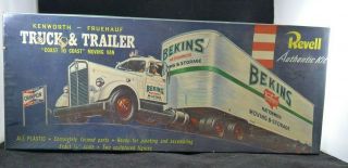 Vintage 1955 Revell Kenworth - Fruehauf Truck & Trailer Bekins W/box,  Decals & Ins