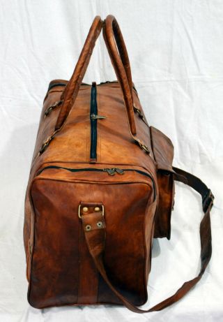 Vintage Leather Holdall Travel Luggage Shoulder Weekend Garment Bag G72 3