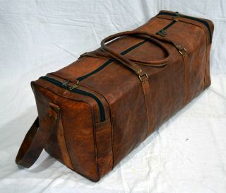 Vintage Leather Holdall Travel Luggage Shoulder Weekend Garment Bag G72 5