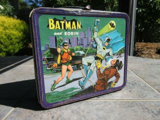 Vintage 1966 Aladdin Batman And Robin Lunchbox.  Kapow