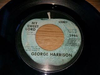 The Beatles George Harrison Apple 45 record MY SWEET LORD Rare Blue Label Error 3