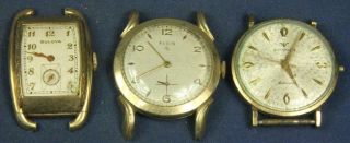 B 827.  3 Gents Vintage Mechanical Wrist Watches,  Bulova,  Elgin And A Wittnauer W