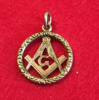 Vintage 14k Gold Masonic Charm Or Watch Fob