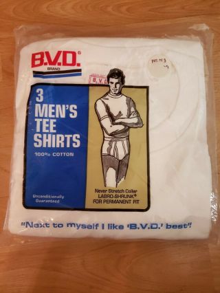 1972 Bvd Brand 3 Pack White T Shirts In Package Vintage 70 