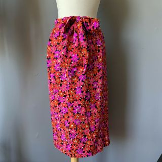 Saint Laurent Rive Gauche Vintage Bright Floral Print Skirt Yves Ysl Paris Silk