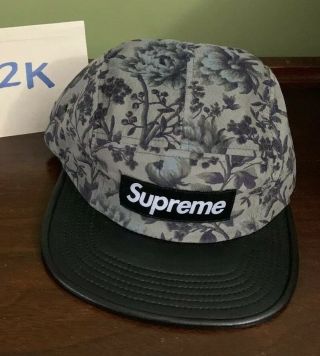 Bnwt Rare Supreme Liberty Pinwale Cord Floral & White Tree Camp Cap 5 Panel