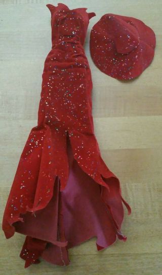 Vintage Ideal Bewitched Samantha Doll Red Velvet Dress & Hat Glitter