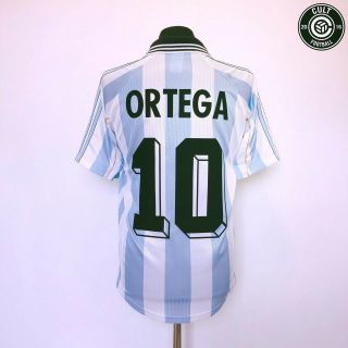 Ortega 10 Argentina Vintage Adidas Home Football Shirt 1998/99 (s) River Plate